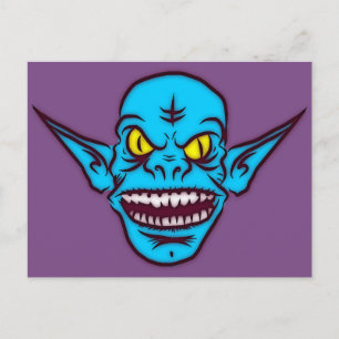 carte postale démon troll zombie bleu