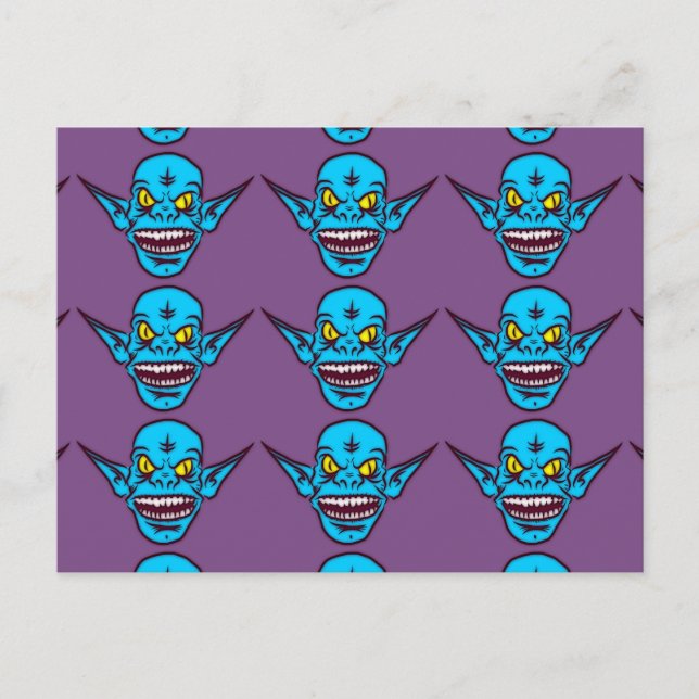 carte postale démon troll zombie bleu (Devant)