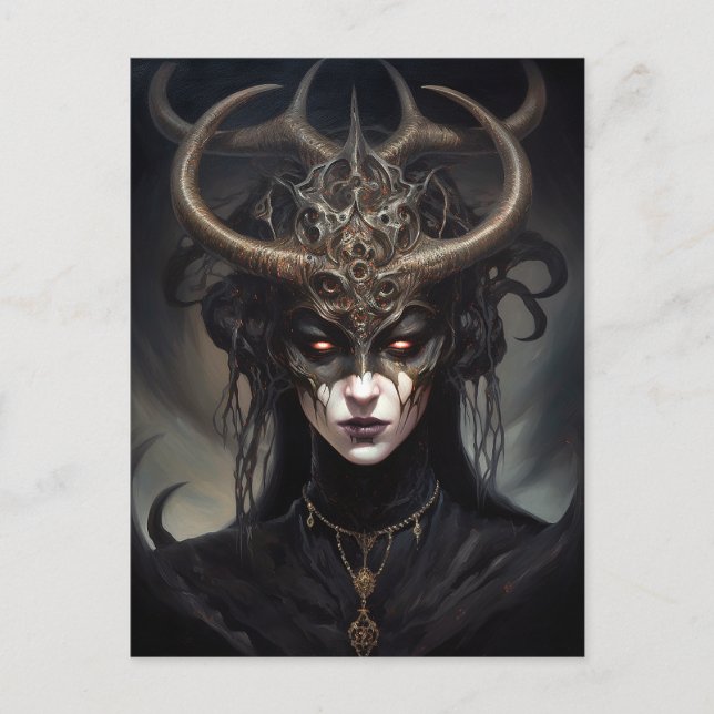 Carte Postale Demon Woman Queen Dark Imaginaire Art (Devant)