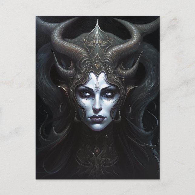 Carte Postale Demon Woman Queen Dark Imaginaire Art (Devant)