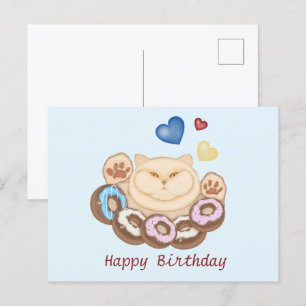 Carte Postale Dent sucrée de chat gras Joyeux anniversaire