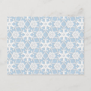 Carte Postale Dentelle antique - blanc et bleu ciel