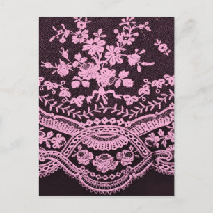 Carte Postale Dentelle Florale Rose Et Brown
