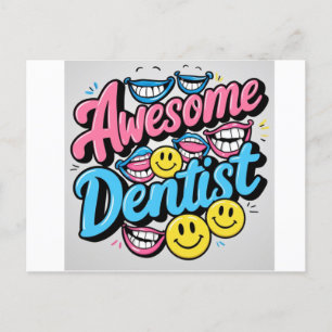 Carte Postale dentiste génial merci, cadeau de sourire