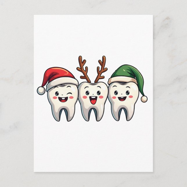 Carte Postale Dentiste Noël Dental Père Noël Floss Xmas Tree (Devant)