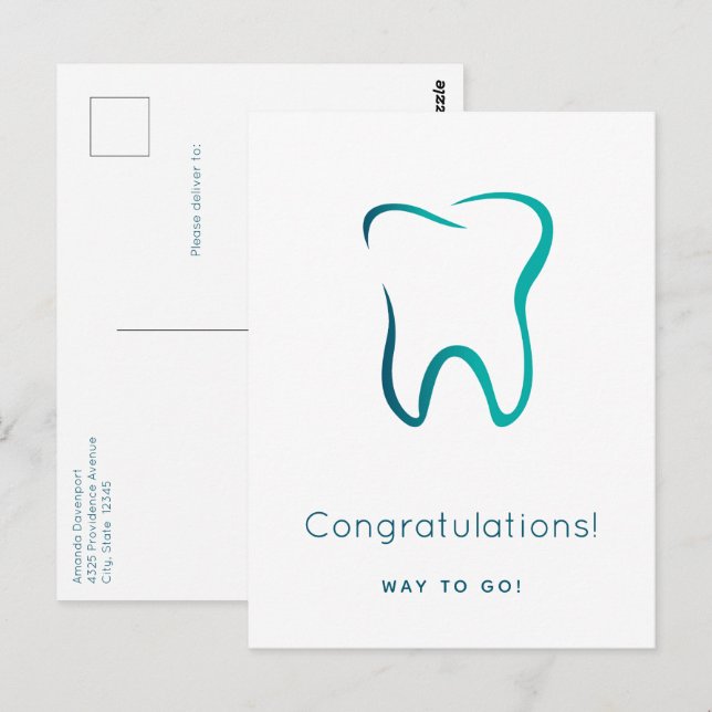 Carte Postale Dentistesse dentaire Médicale Image Graduation (Devant / Derrière)