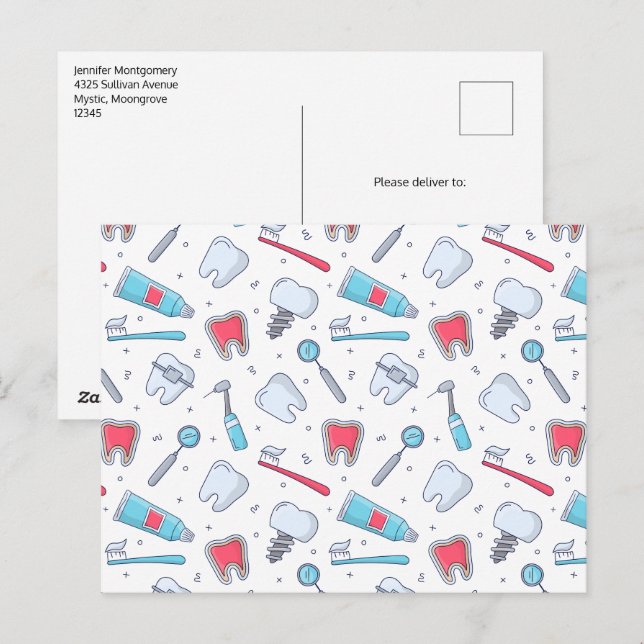 Carte Postale Dents et outils Motif dentaire (Devant / Derrière)