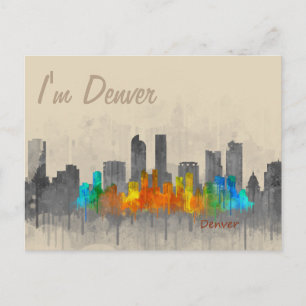 Carte Postale Denver Colorado City Skyline Hq v3. je ne suis jam