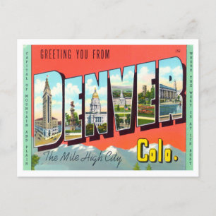 Carte postale Denver, Colorado Vintage Big Letters