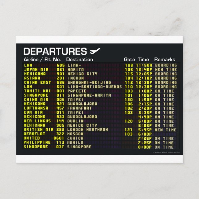 Carte postale Départs aéroport (Devant)