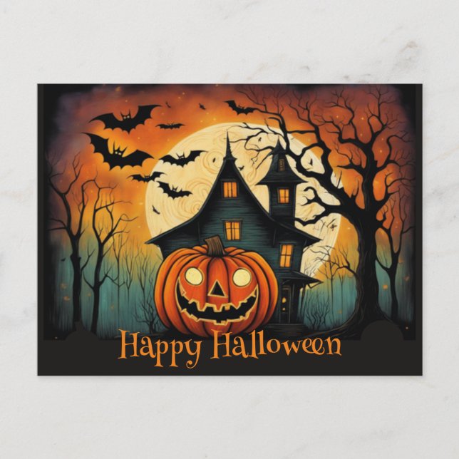 Carte Postale Déplaisant Halloween Citrouille Happy Halloween (Devant)