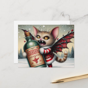 Carte Postale Déplaisant Noël Horreur Vintage Fairy Kitty