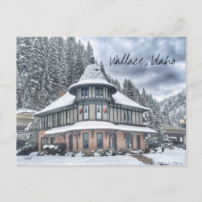 Carte Postale Dépôt Wallace Idaho en hiver (Devant)