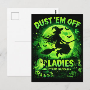 Carte Postale Dépoussiérez-les mesdames Sorcière Verte Effrayant