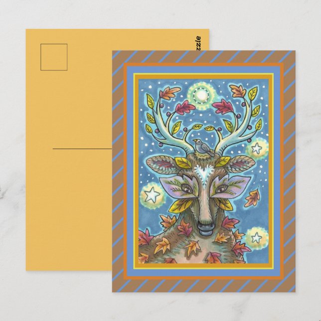 CARTE POSTALE DERNIER D'ART EN FORÊT DE L'AUTOMNE, NID D'OISEAU  (Devant / Derrière)