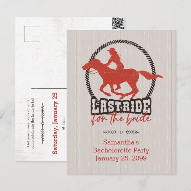 Carte Postale Dernier Roulé Rouge Pour La Mariée (Devant / Derrière)
