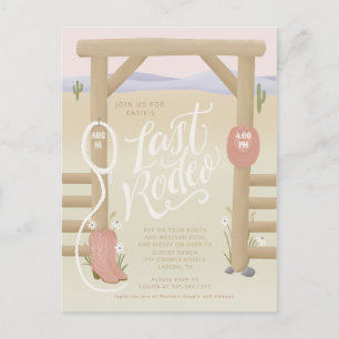 Carte Postale Dernière Fête des mariées de cowgirl Rodeo/Bachelo