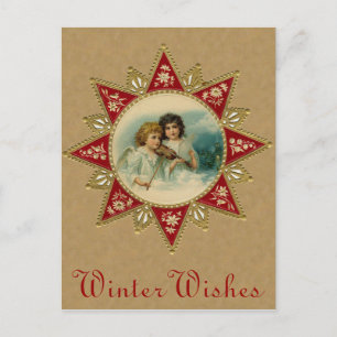 Carte postale des anges de Noël victoriens