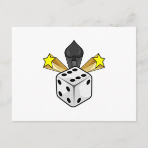 Carte Postale Dés au Poker avec des Piques & des Étoiles