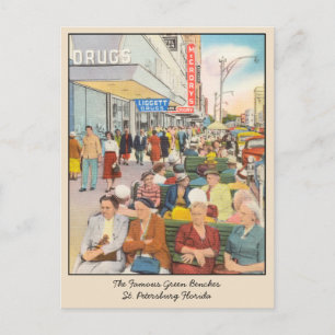 Carte postale des bancs verts de St Petersburg Flo