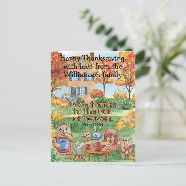 Carte Postale Des Beaux Animaux Whimsical Remercient Les Enfants (Debout devant)