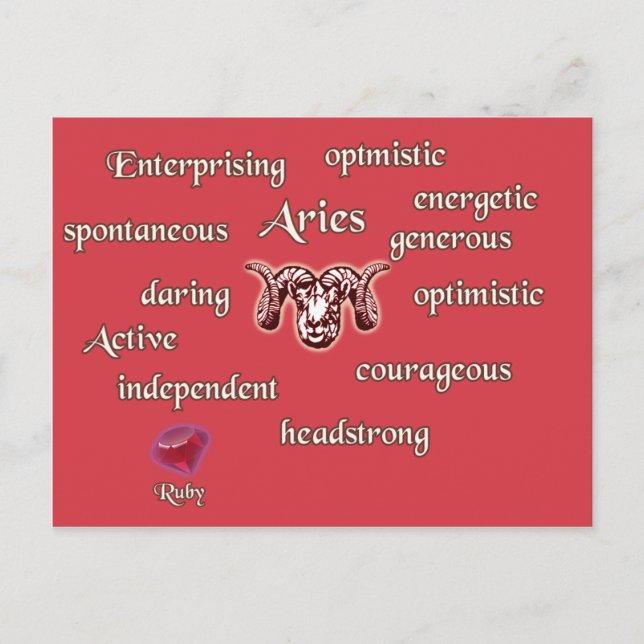 Carte postale des caractéristiques du zodiaque d'A (Devant)