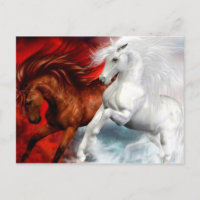 carte postale des chevaux air et feu