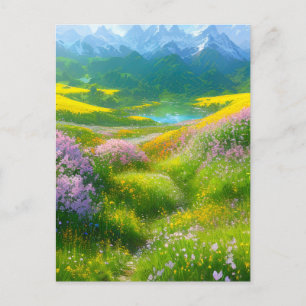 Carte Postale Des couleurs enchanteresses d'une prairie dans la 