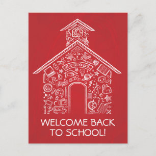 Carte postale des enseignants de l'école - Rouge