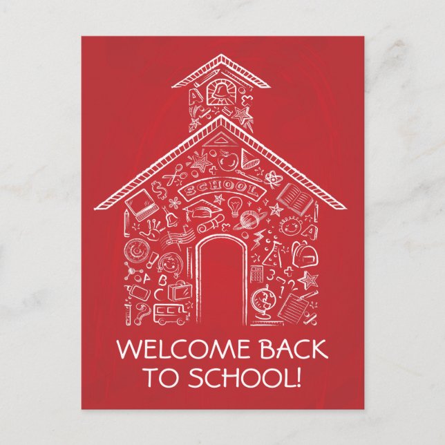 Carte postale des enseignants de l'école - Rouge (Devant)