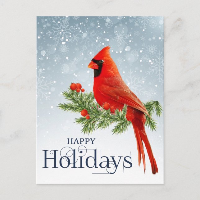 Carte postale des fêtes joyeuses du cardinal rouge (Devant)