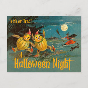 Carte Postale Des friandises ou un sort à la nuit d'Halloween