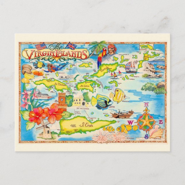Carte postale des îles Vierges colorées (Devant)