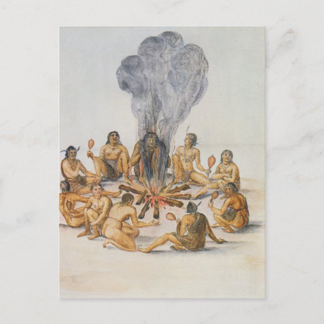 Carte Postale Des Indiens encerclent un incendie (Devant)