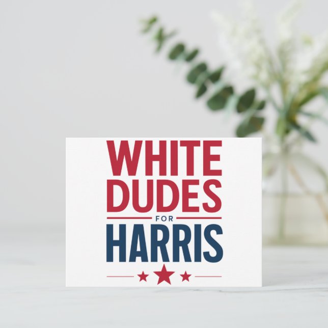 Carte Postale Des Mecs Blancs Pour Harris Election Kamala Harris (Debout devant)