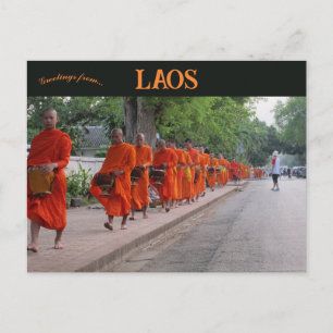 Carte postale des moines à Luang Prabang Laos