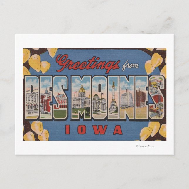 Carte Postale Des Moines, Iowa - Grandes Lettres Scènes 2 (Devant)