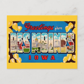 Carte Postale  Des Moines Iowa Retro Postcard