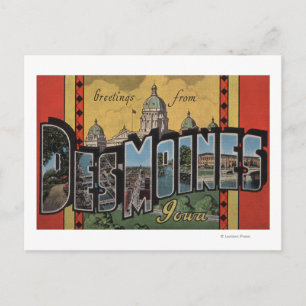 Carte Postale Des Moines, Iowa - Scènes de grandes lettres