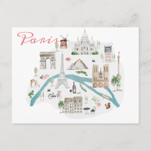 Carte postale des monuments célèbres de Paris