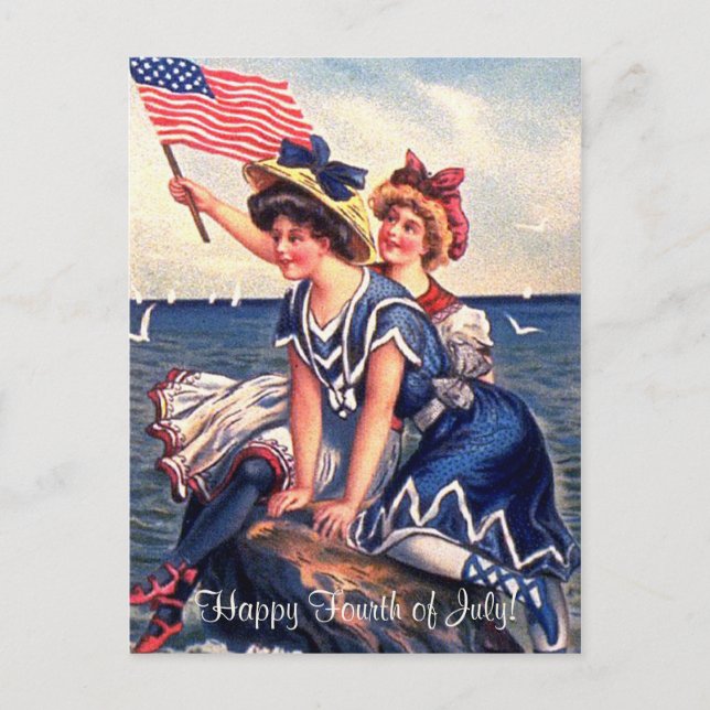 Carte postale des nageurs patriotiques vintages (Devant)
