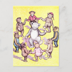 Carte Postale Des nounours jouent à la bague autour de la Rosie