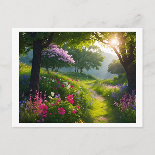Carte Postale Des prés fleuris, présentant un éventail de fleurs (Devant)