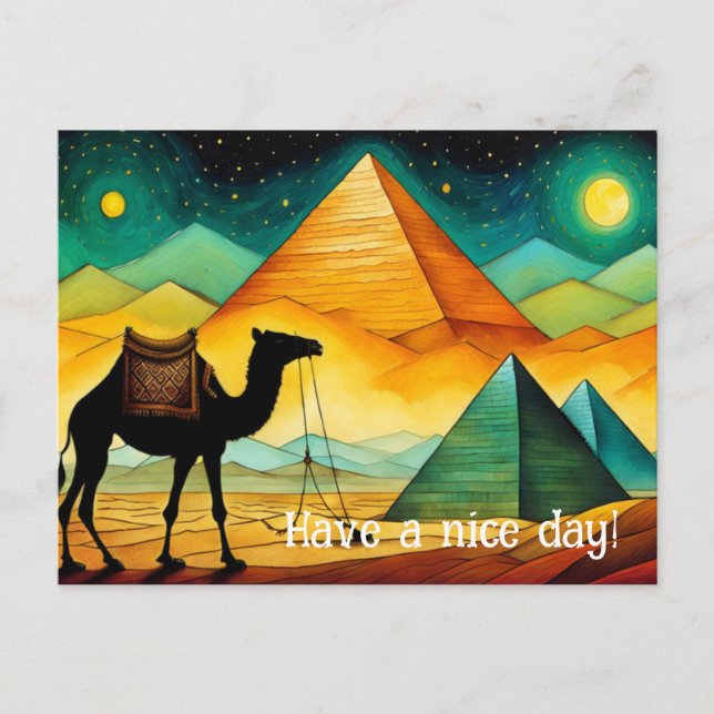 Carte postale des pyramides égyptiennes de nuit ch (Devant)