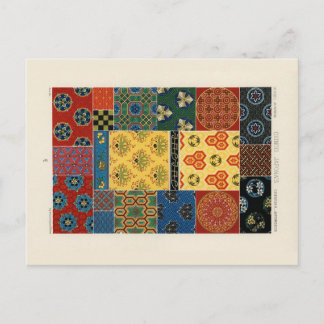 Carte postale des textiles japonais et chinois
