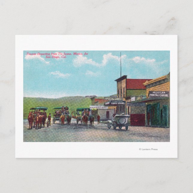 Carte Postale Des touristes partent pour la scène de Tijuana (Devant)