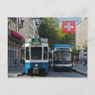 Carte postale des tramways de Zurich
