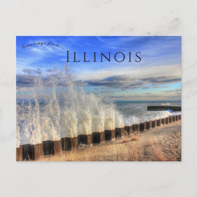 Carte Postale Des vagues éclatantes au parc national Illinois Be (Devant)