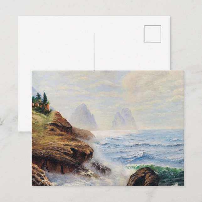 Carte Postale Des vagues spectaculaires encerclent une côte roch (Devant / Derrière)