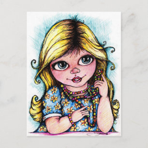 Carte Postale Des yeux clairs et de belles perles